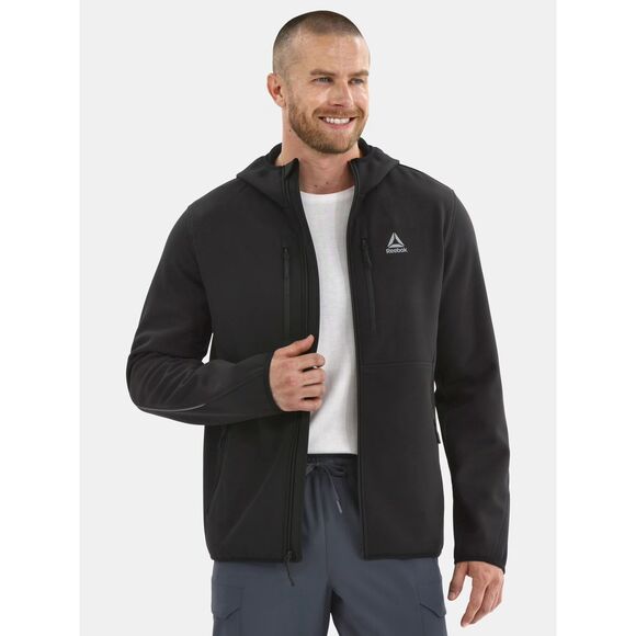 Reebok Other - Reebok Men's Softshell Black Coat Athletic Full Zip Hoodie Jacket Size L